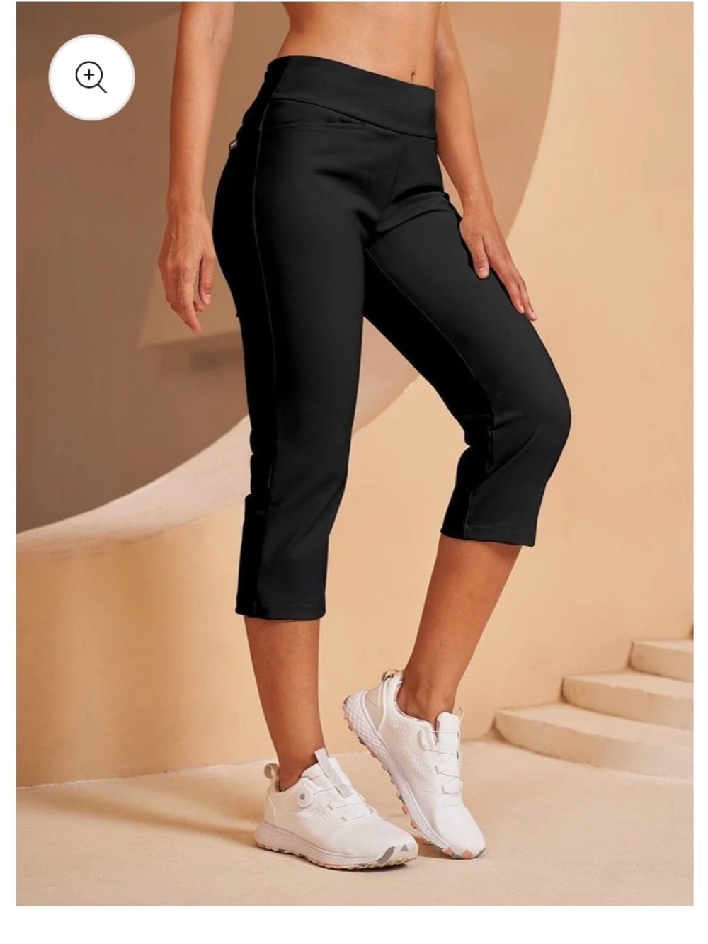Women's Black High-Rise Capri Active Pants